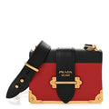 Prada City Calfskin Saffiano Cahier Bag Fuoco Black