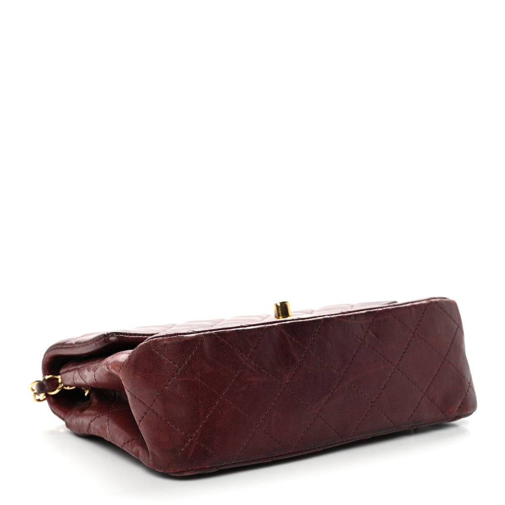 Chanel Lambskin Quilted Mini Rectangular Flap Burgundy