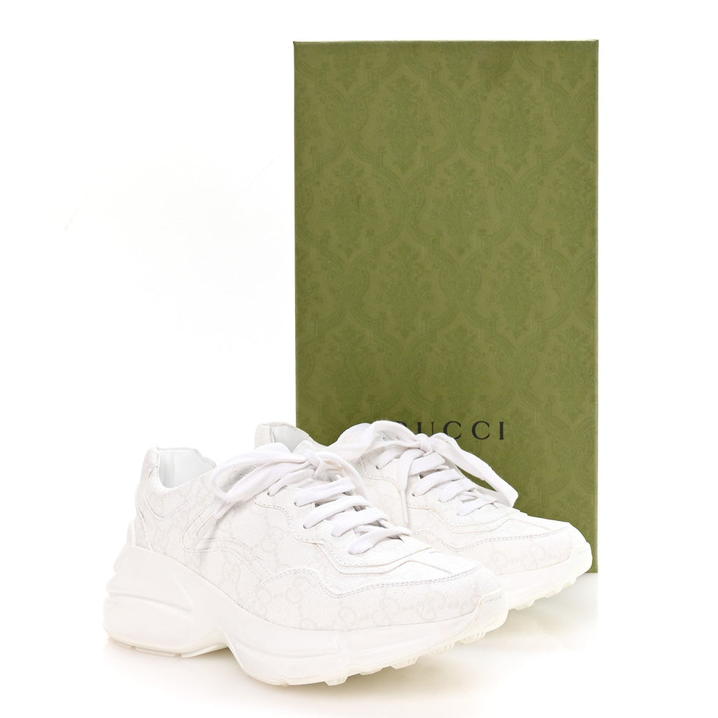 Gucci GG Supreme Monogram Womens Rhyton Sneakers 35.5 White
