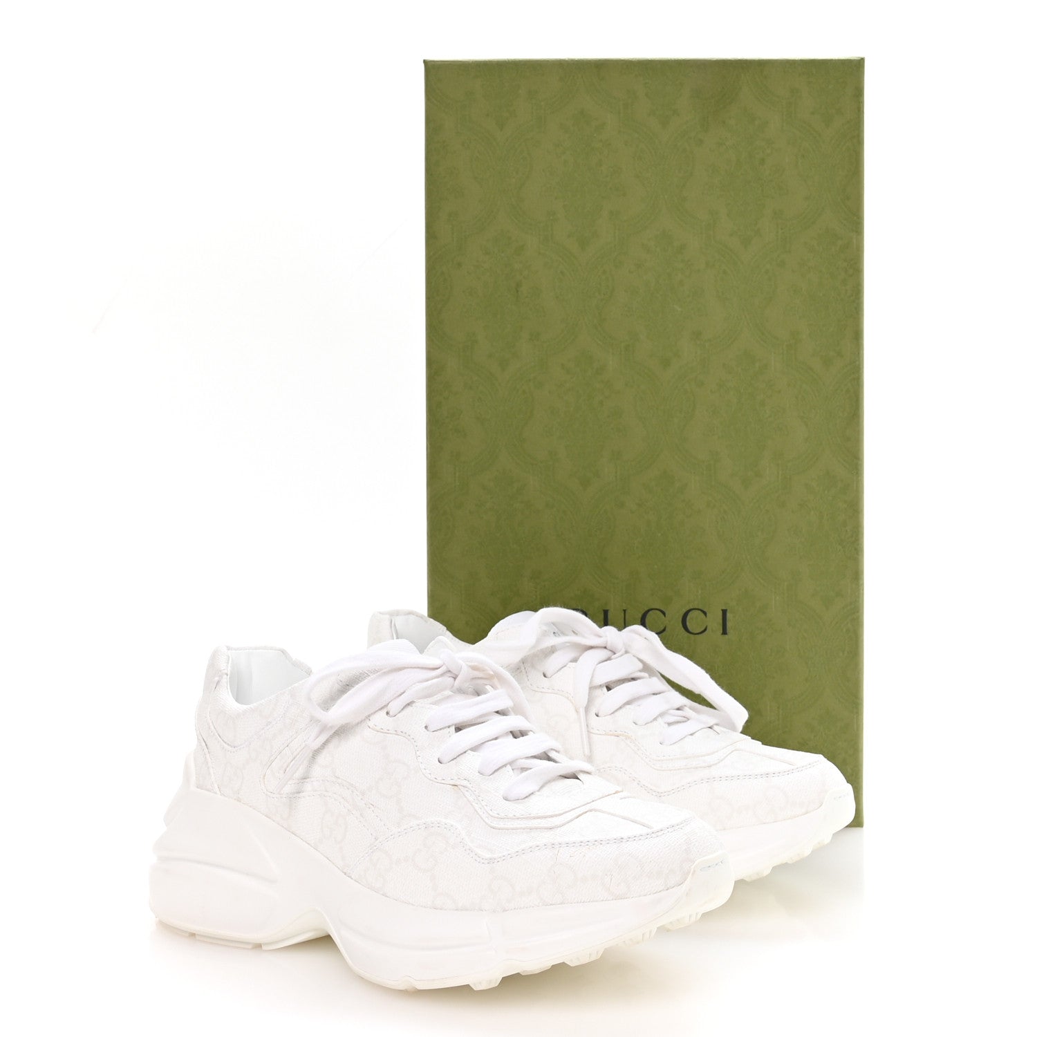 Gucci GG Supreme Monogram Womens Rhyton Sneakers 35.5 White