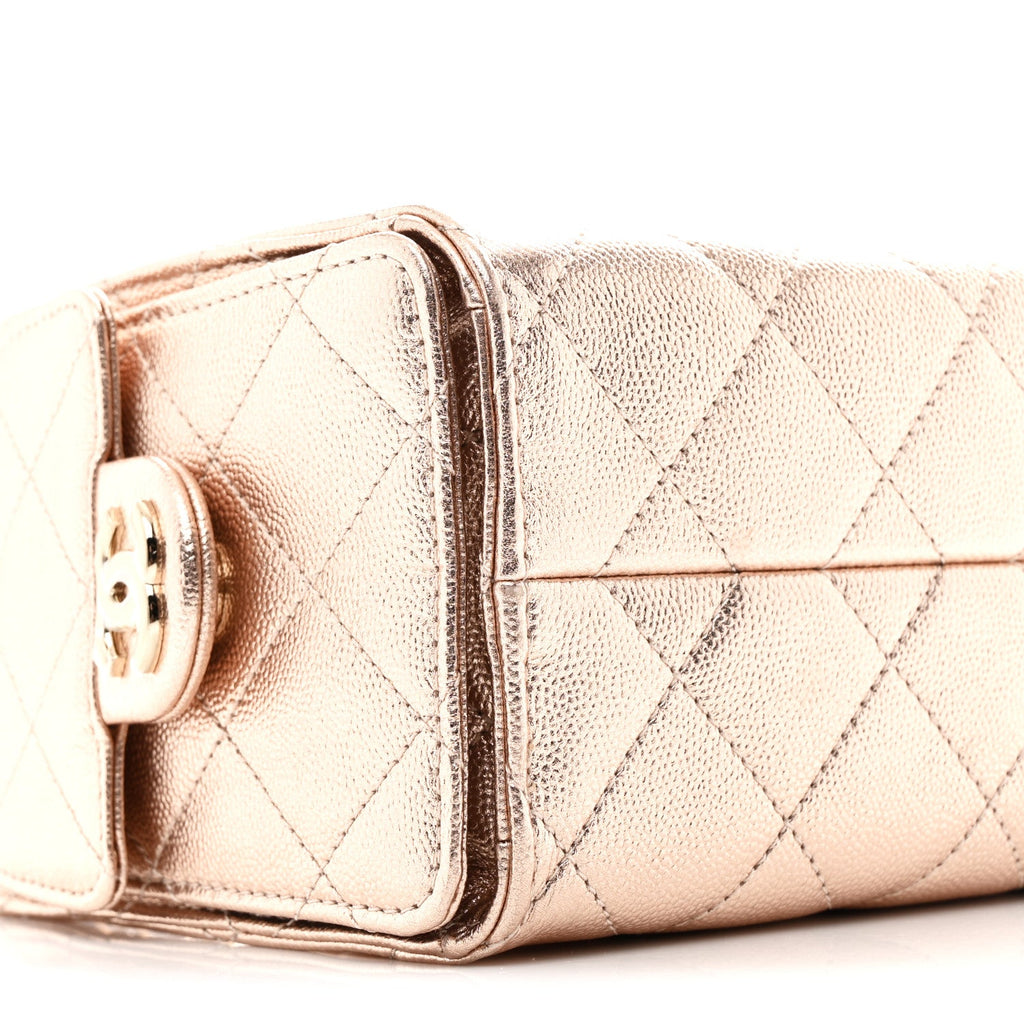 Chanel Metallic Caviar Quilted Mini Chanel 25 Handbag Copper