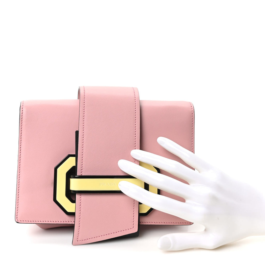 Prada City Calf Plex Ribbon Bag Pesco Giallo