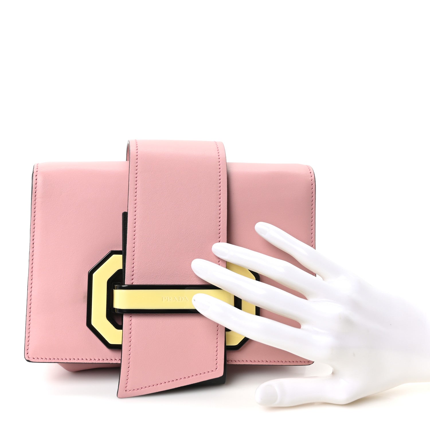Prada City Calf Plex Ribbon Bag Pesco Giallo