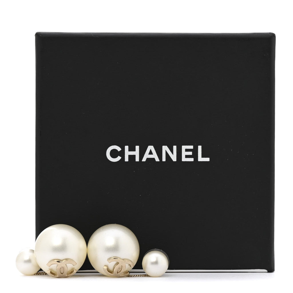 Pearl CC Drop Earrings Gold