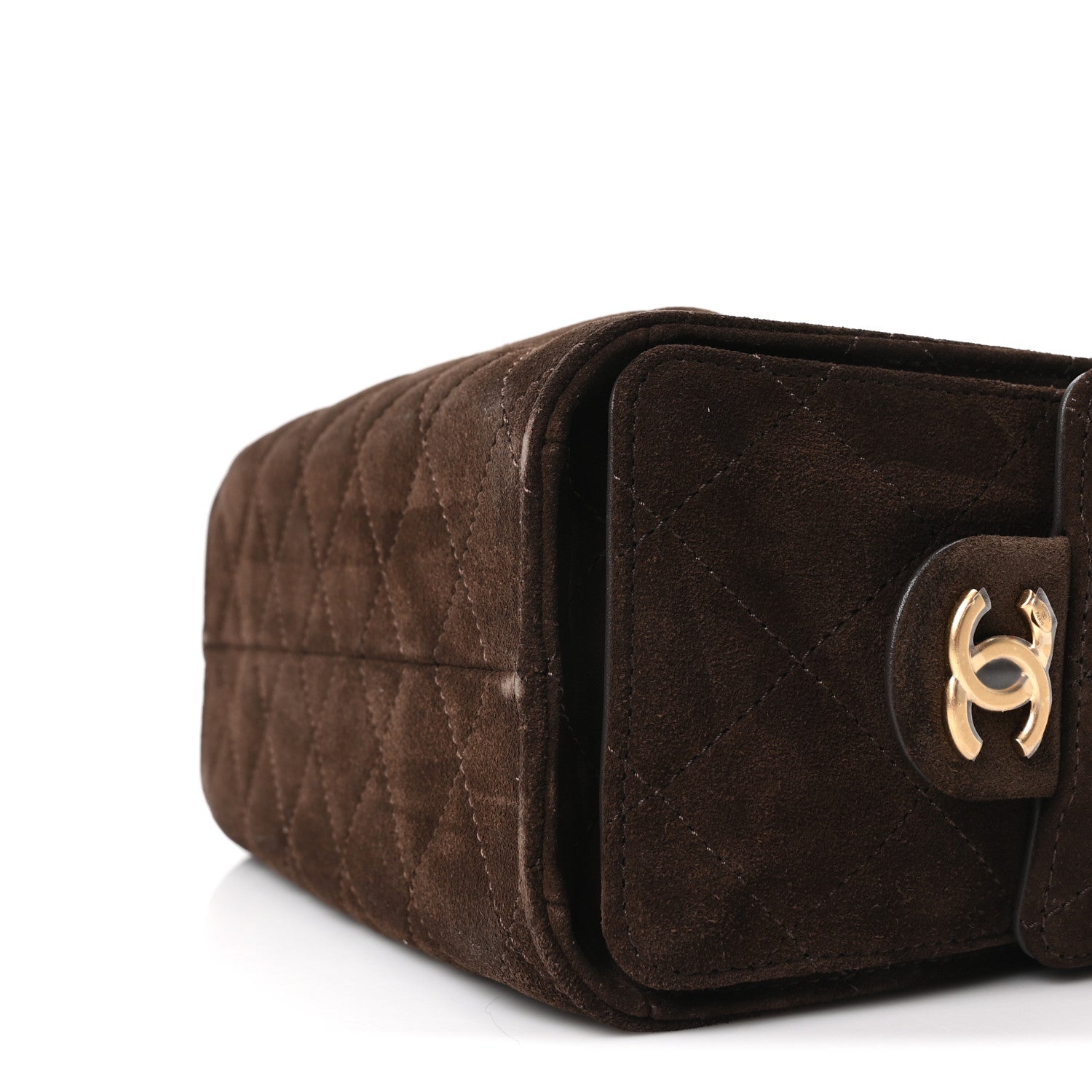 Chanel Suede Quilted Mini Chanel 25 Handbag Dark Brown