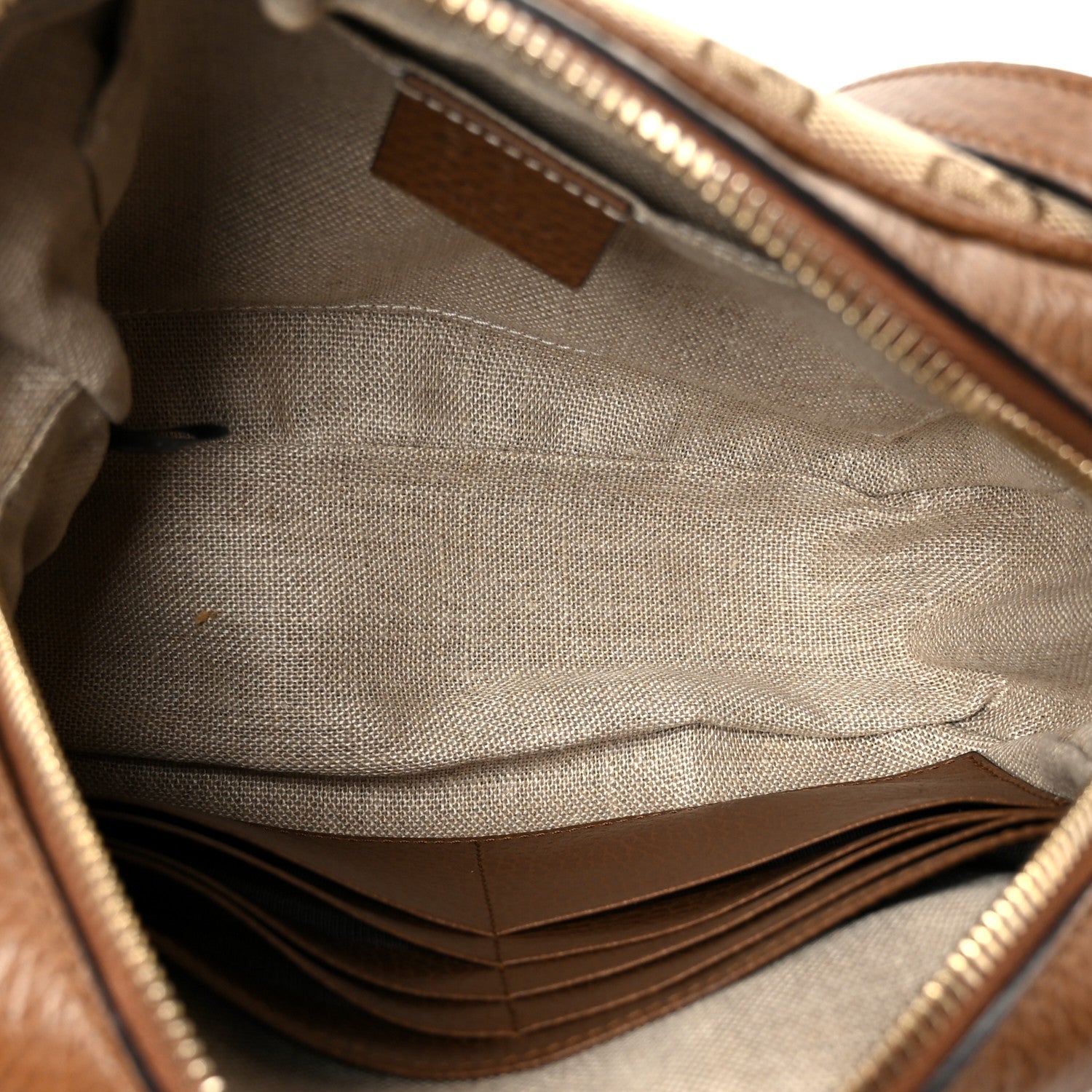 Gucci Monogram Mini Bree Messenger Bag Beige Tabacco