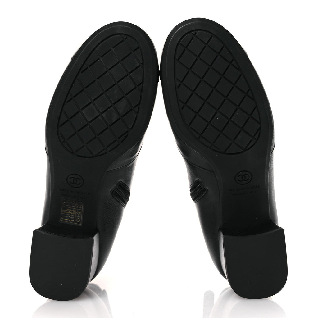 Chanel Stretch Lambskin Cap Toe CC Short Boots 36.5 Black