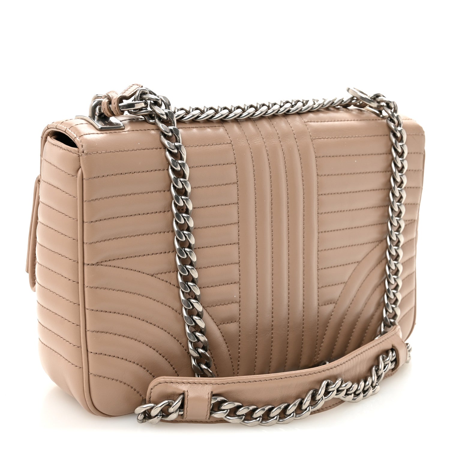 Prada Soft Calfskin Impunture Diagramme Large Chain Flap Shoulder Bag Cipria