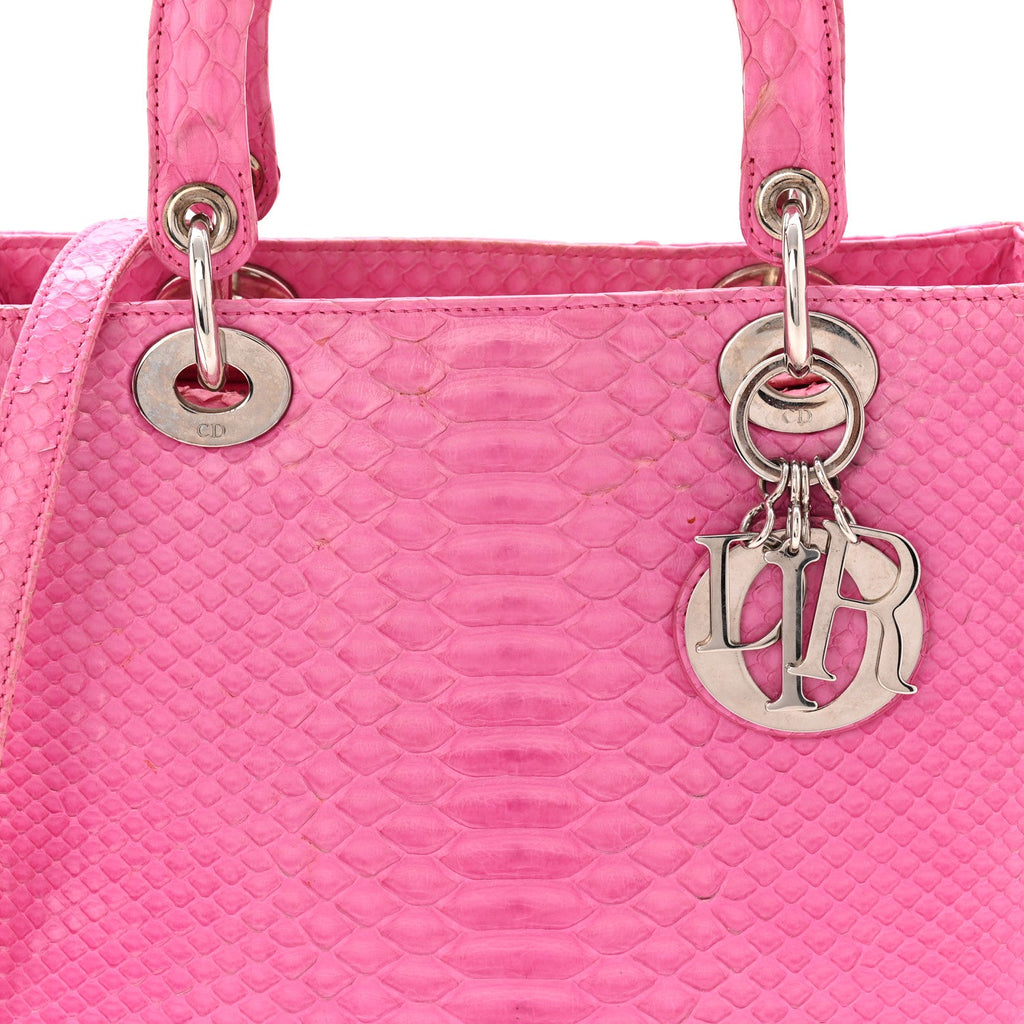 Christian Dior Snakeskin Medium Lady Dior Pink