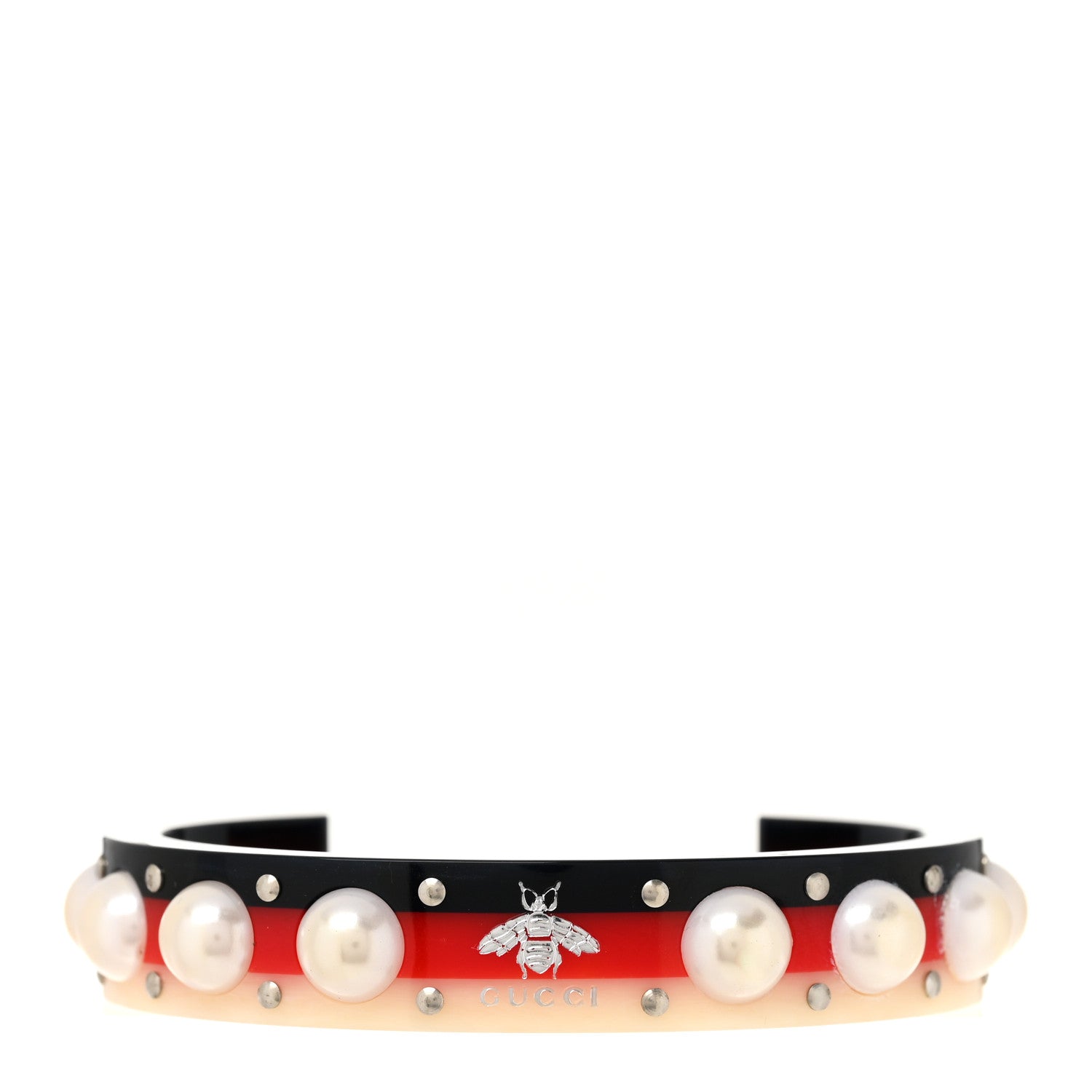 Gucci Web Pearl Cuff  Blue Red White