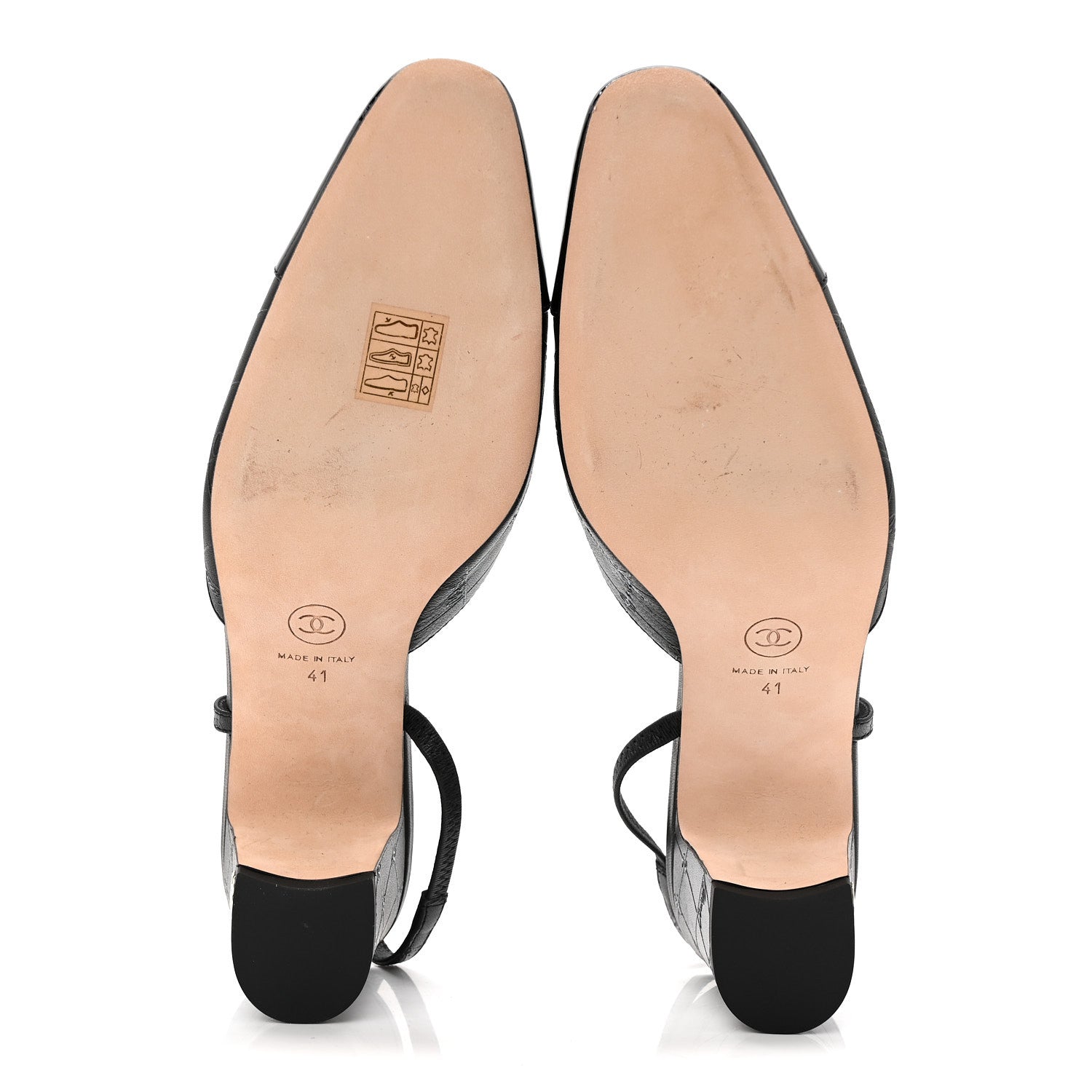 Lambskin Patent Calfskin Quilted Cap Toe Coco CC Slingback Pumps 41 Black