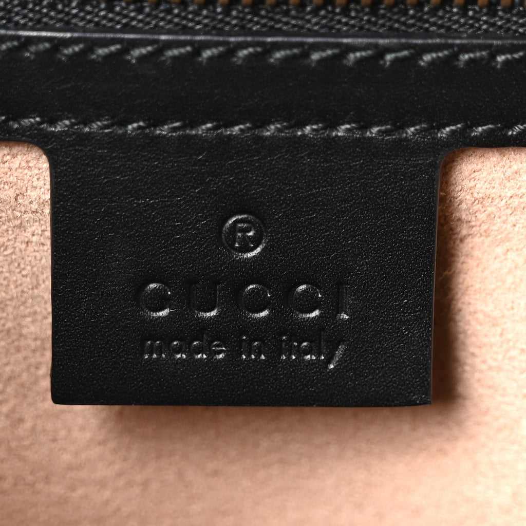 Gucci Calfskin Snakeskin GG Supreme Monogram Medium Osiride Top Handle Bag Black