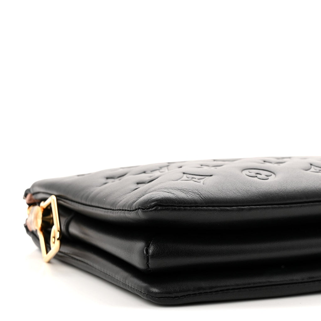 Louis Vuitton Lambskin Embossed Monogram Coussin PM Black