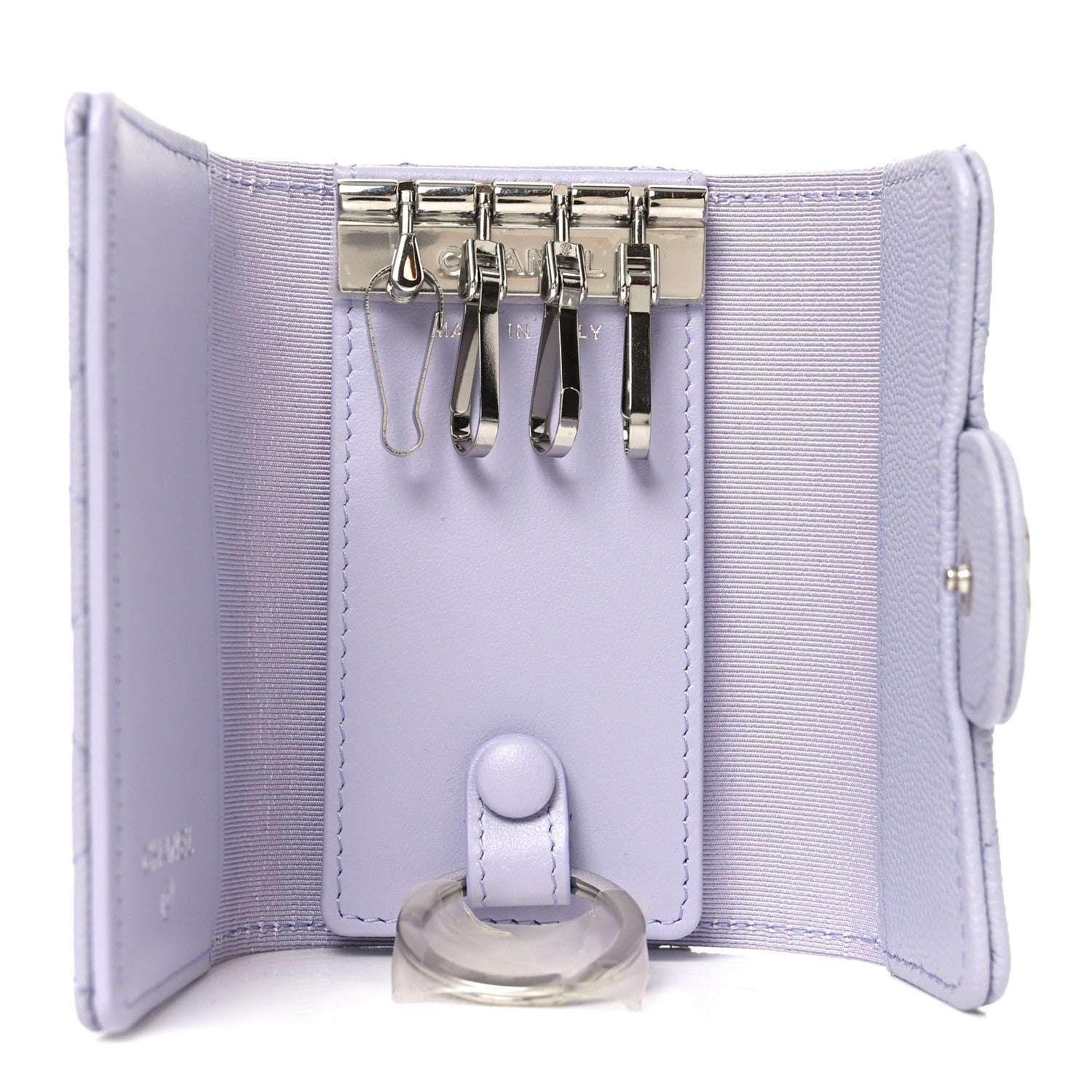 Caviar Quilted Classic 4 Key Holder Wallet Light Purple
