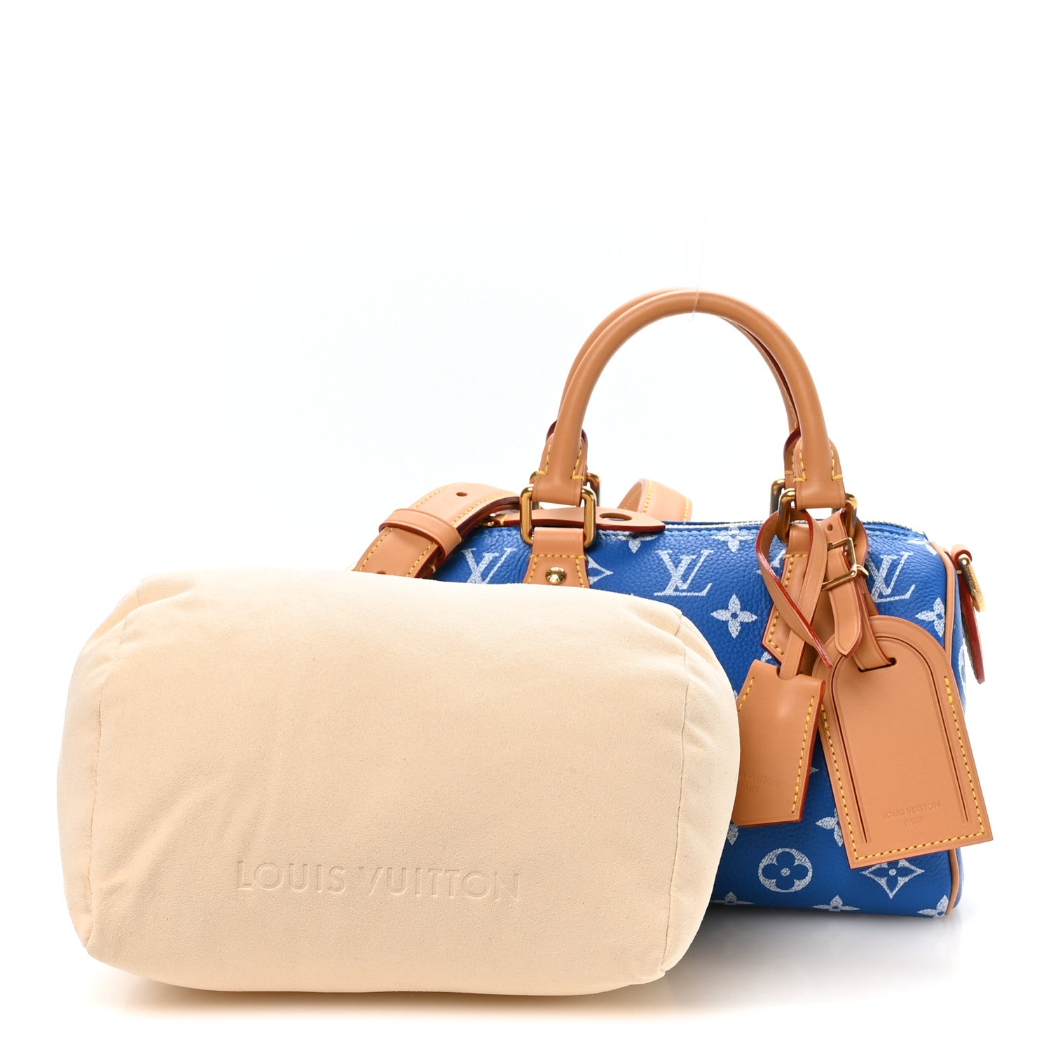 Louis Vuitton Calfskin Monogram Speedy P9 Bandouliere 20 Blue