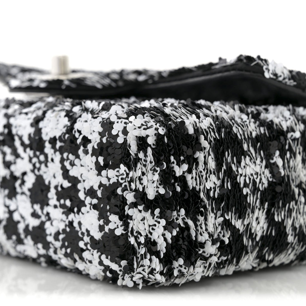 Chanel Sequin Houndstooth Small Flap Black White