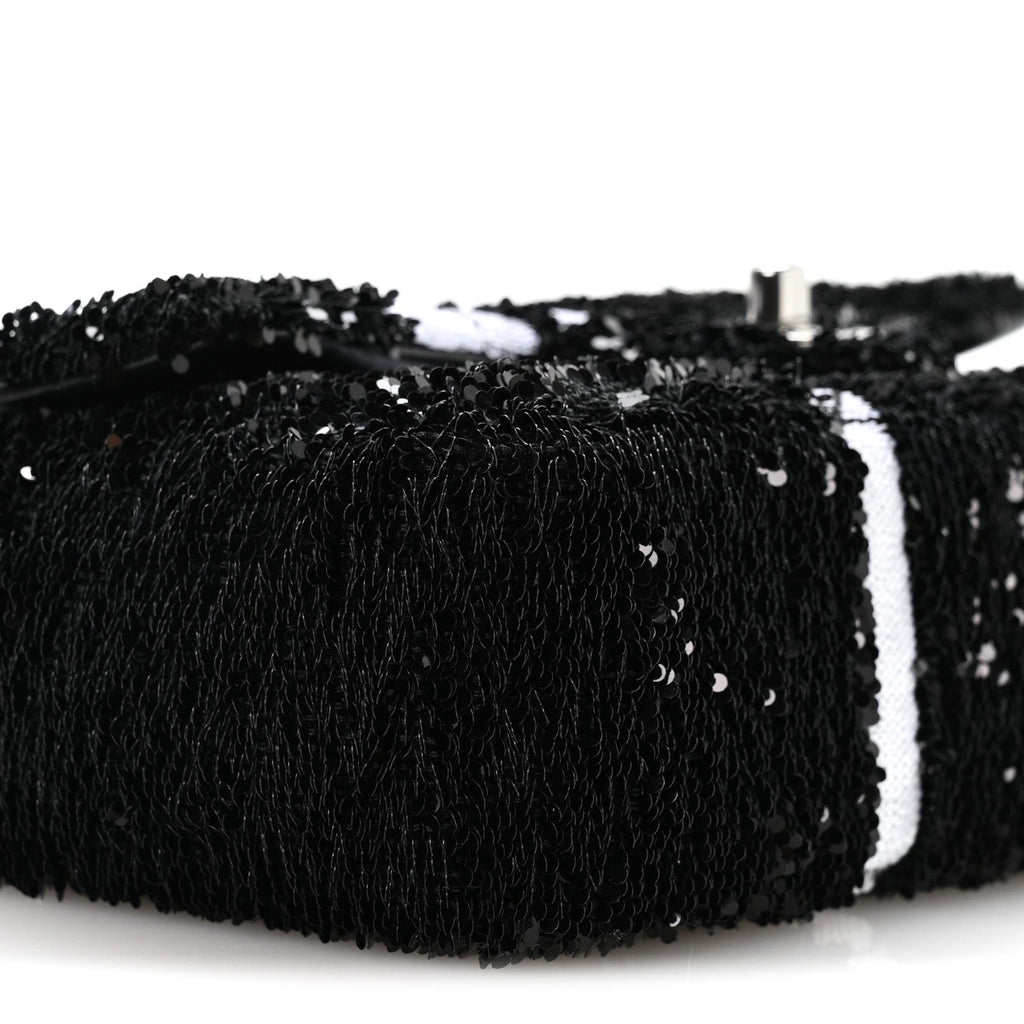 Chanel Sequin Ribbon Small Rectangular Flap Black White