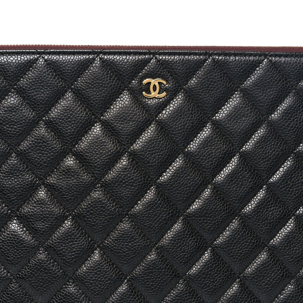 Caviar Quilted Large Cosmetic Case Black