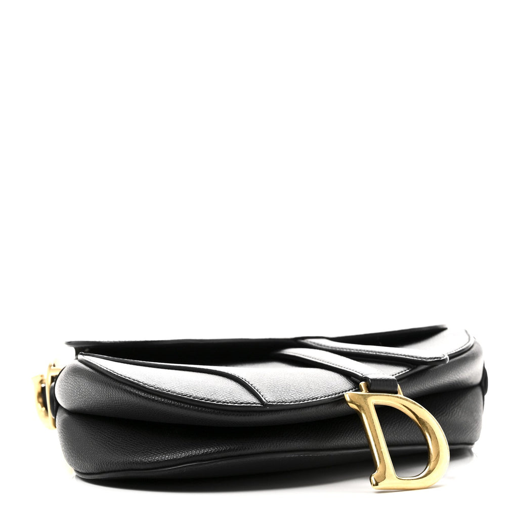 Christian Dior Grained Calfskin Saddle Bag Black