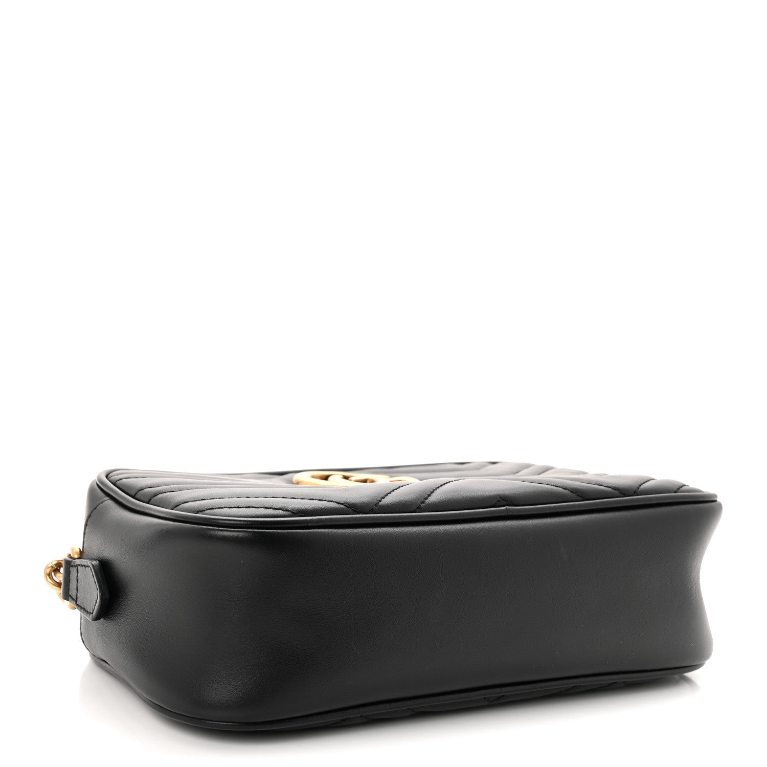Gucci Calfskin Matelasse Small GG Marmont Chain Shoulder Bag Black