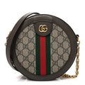 Gucci GG Supreme Monogram Web Mini Ophidia Round Shoulder Bag Brown