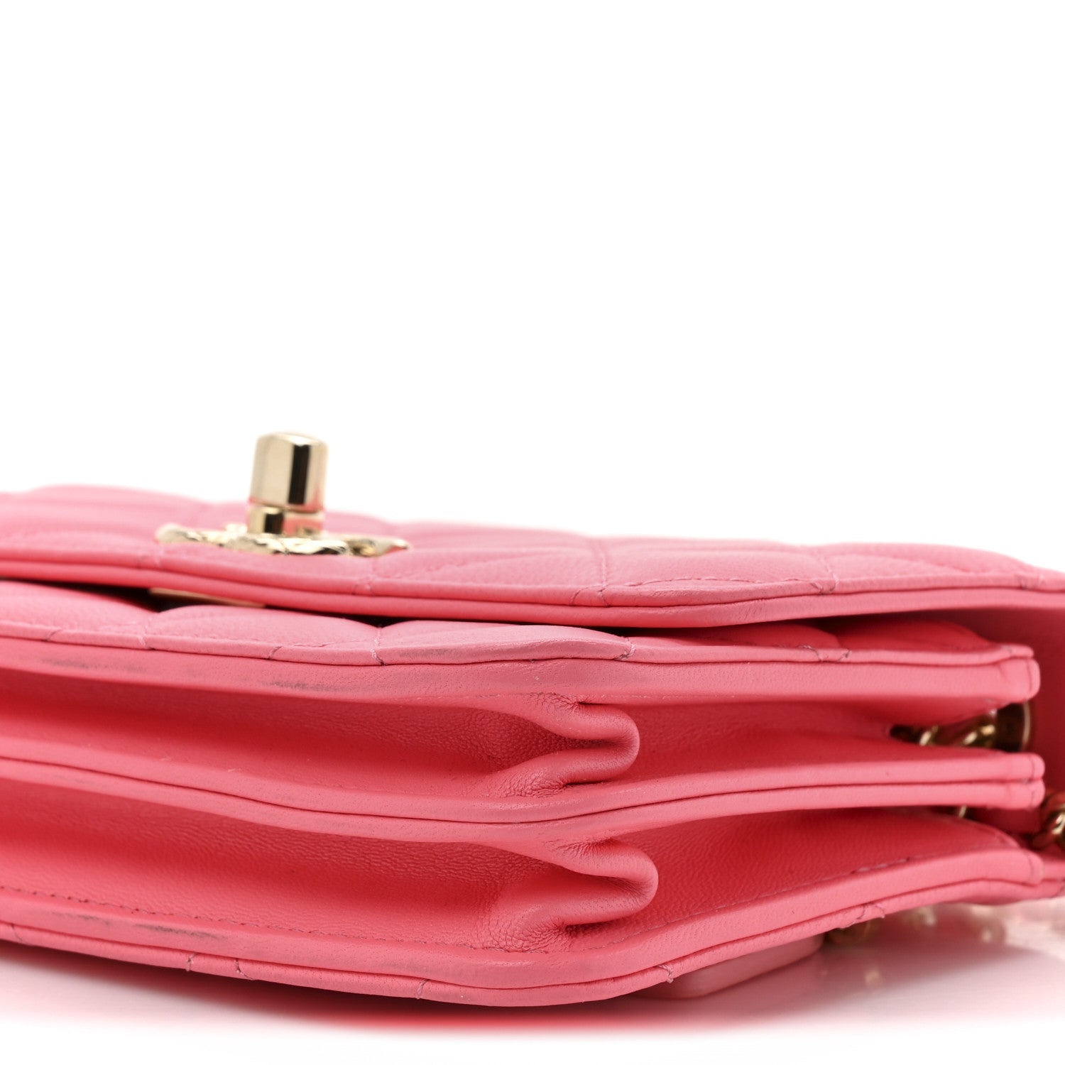 Chanel Lambskin Quilted Mini Trendy CC Wallet On Chain WOC Pink