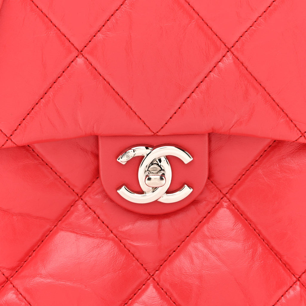 Chanel Aged Calfskin Quilted Top Handle Camera Case Red