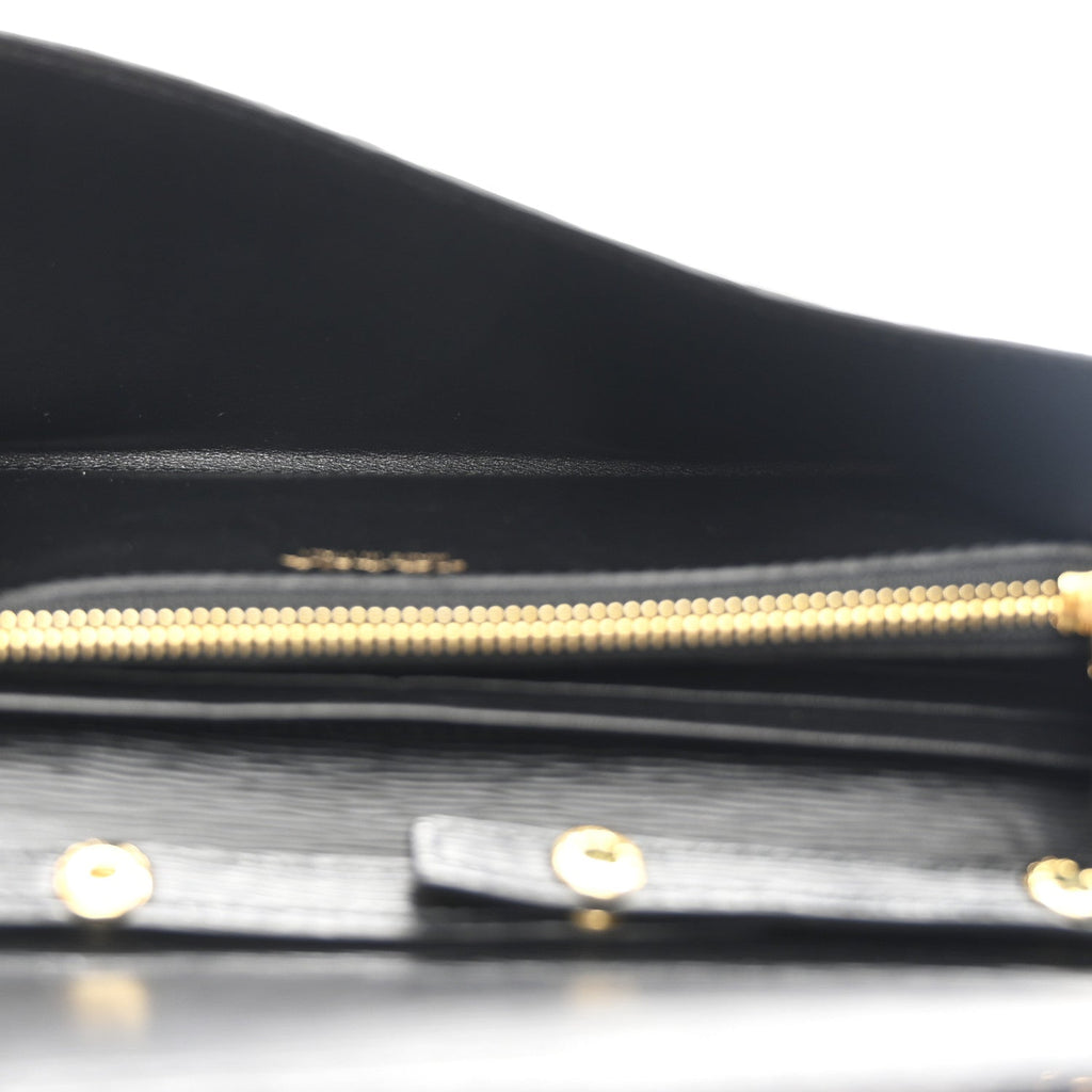 Prada Vitello Move Metal Oro Chain Wallet Black