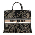 Christian Dior Canvas Embroidered Large Ornamental Cornely Book Tote Black Beige