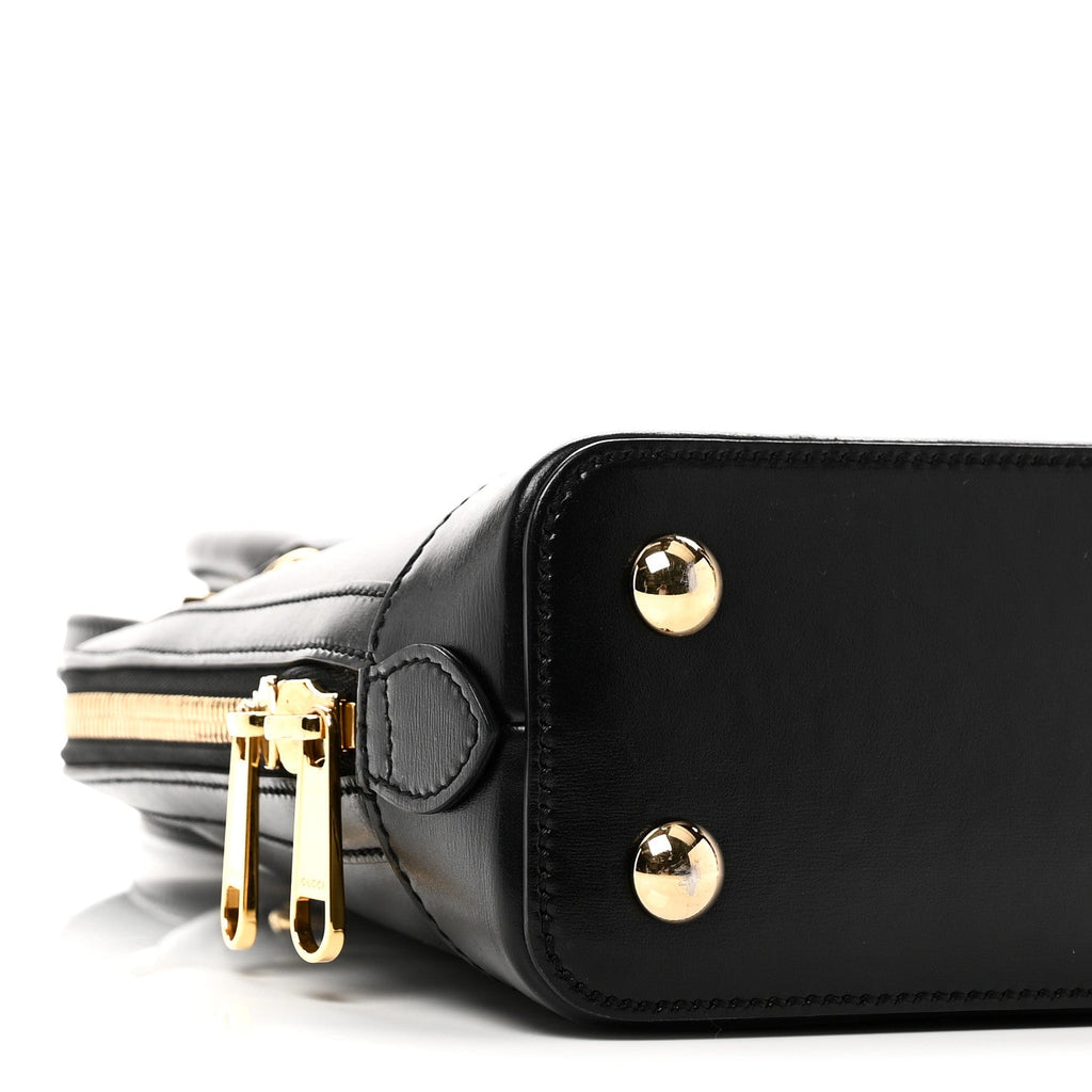 Gucci Boarded Plutone Calfskin Small Horsebit 1955 Top Handle Bag Black