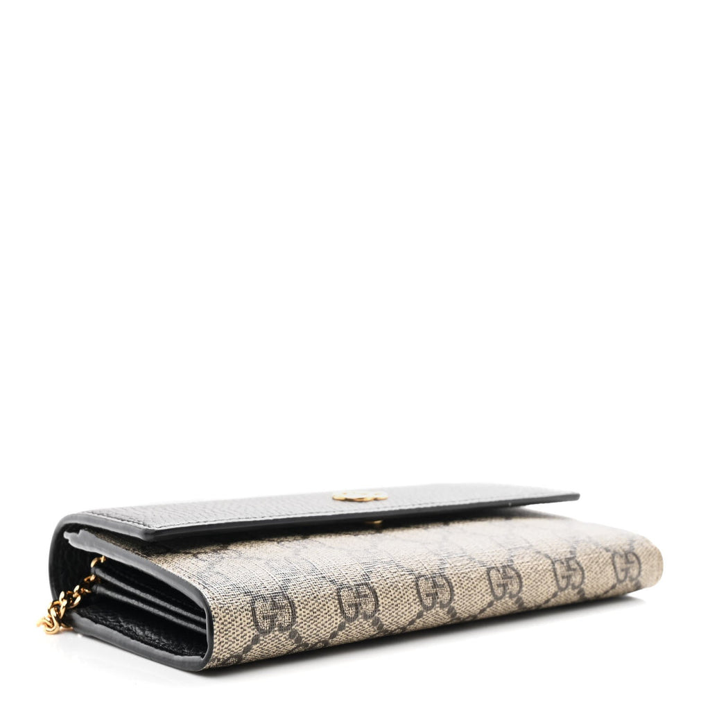 Gucci Dollar Calfskin GG Supreme Monogram Petite GG Marmont Wallet Chain Bag Black Beige Ebony