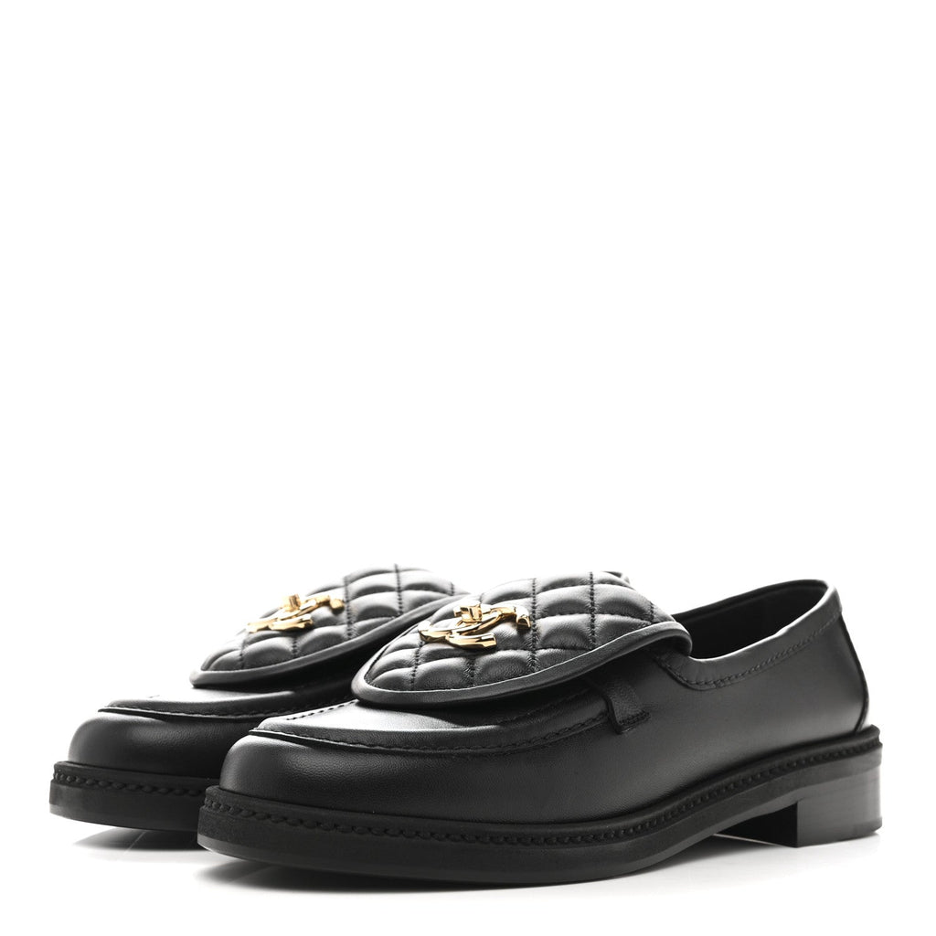 Lambskin Quilted CC Turnlock Loafers 37.5 Black