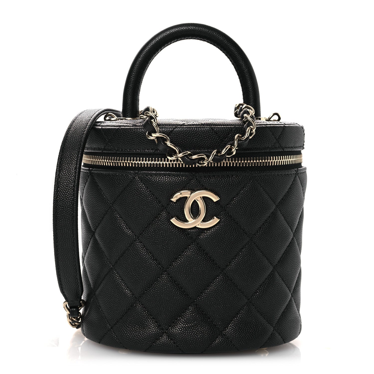 Chanel Caviar Quilted Top Handle Vanity Case Black