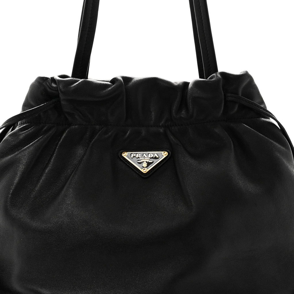 Prada Nappa Drawstring Tote Black