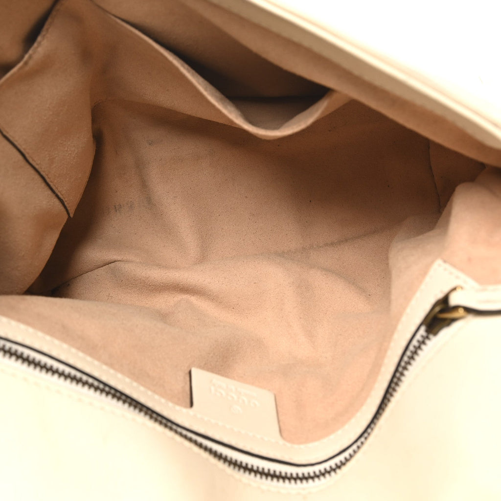 Gucci Calfskin Matelasse Medium GG Marmont Shoulder Bag White
