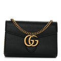 Gucci Calfskin GG Marmont Chain Wallet Black