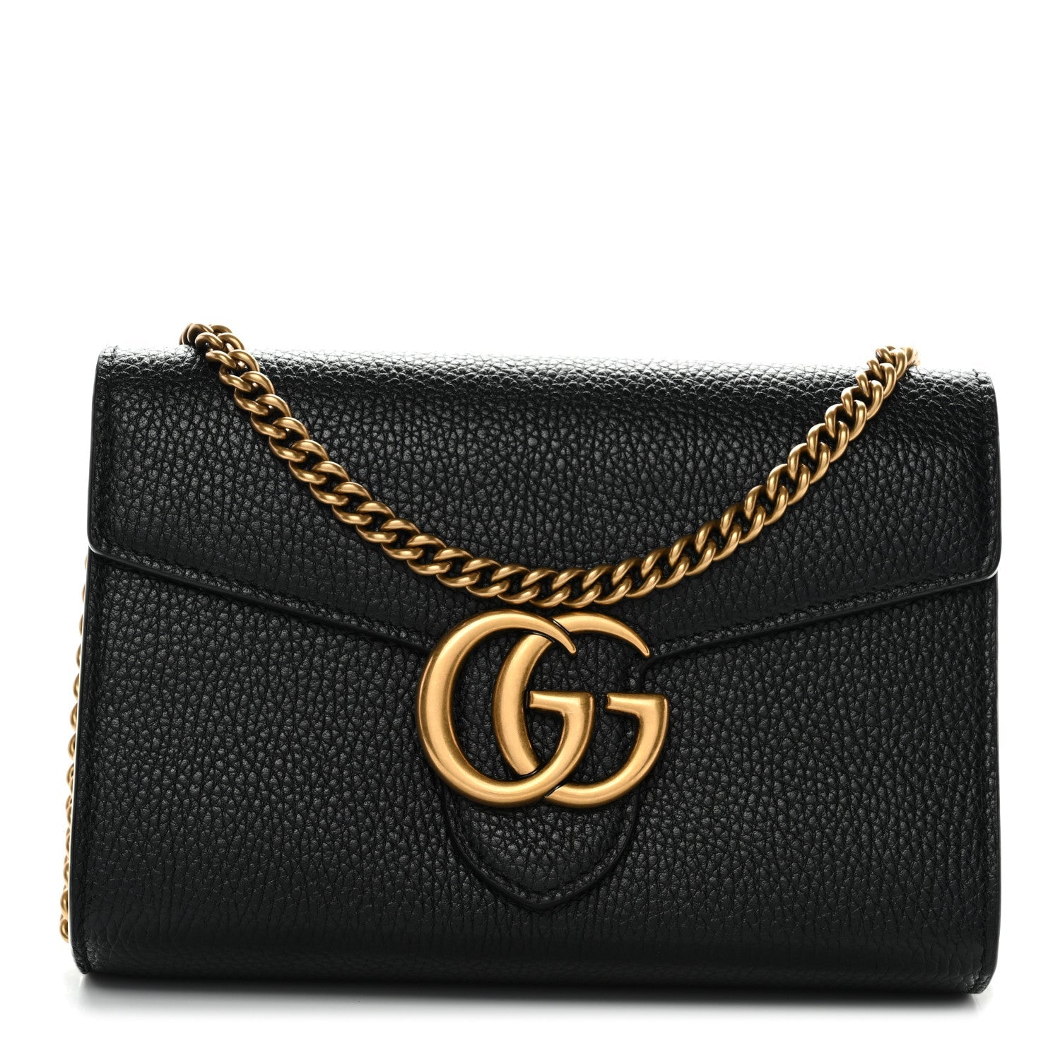 Gucci Calfskin GG Marmont Chain Wallet Black