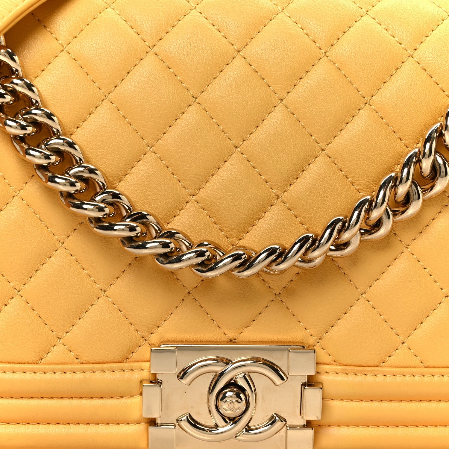 Chanel Calfskin Quilted Medium Boy Flap Yellow