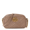 Gucci Calfskin Matelasse Small GG Marmont Chain Shoulder Bag Porcelain Rose