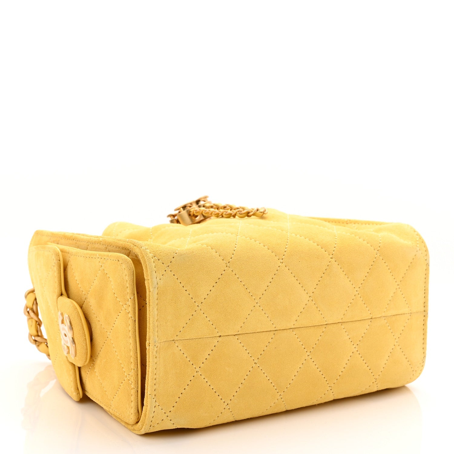 Chanel Suede Quilted Mini Chanel 25 Handbag Yellow