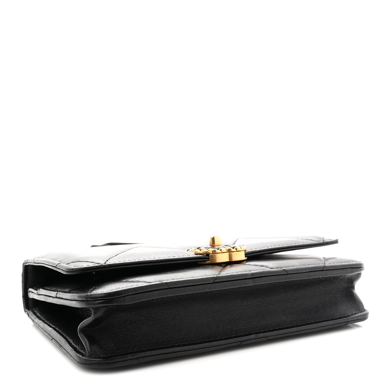 Chanel Lambskin Quilted Chanel 19 Wallet On Chain WOC Black