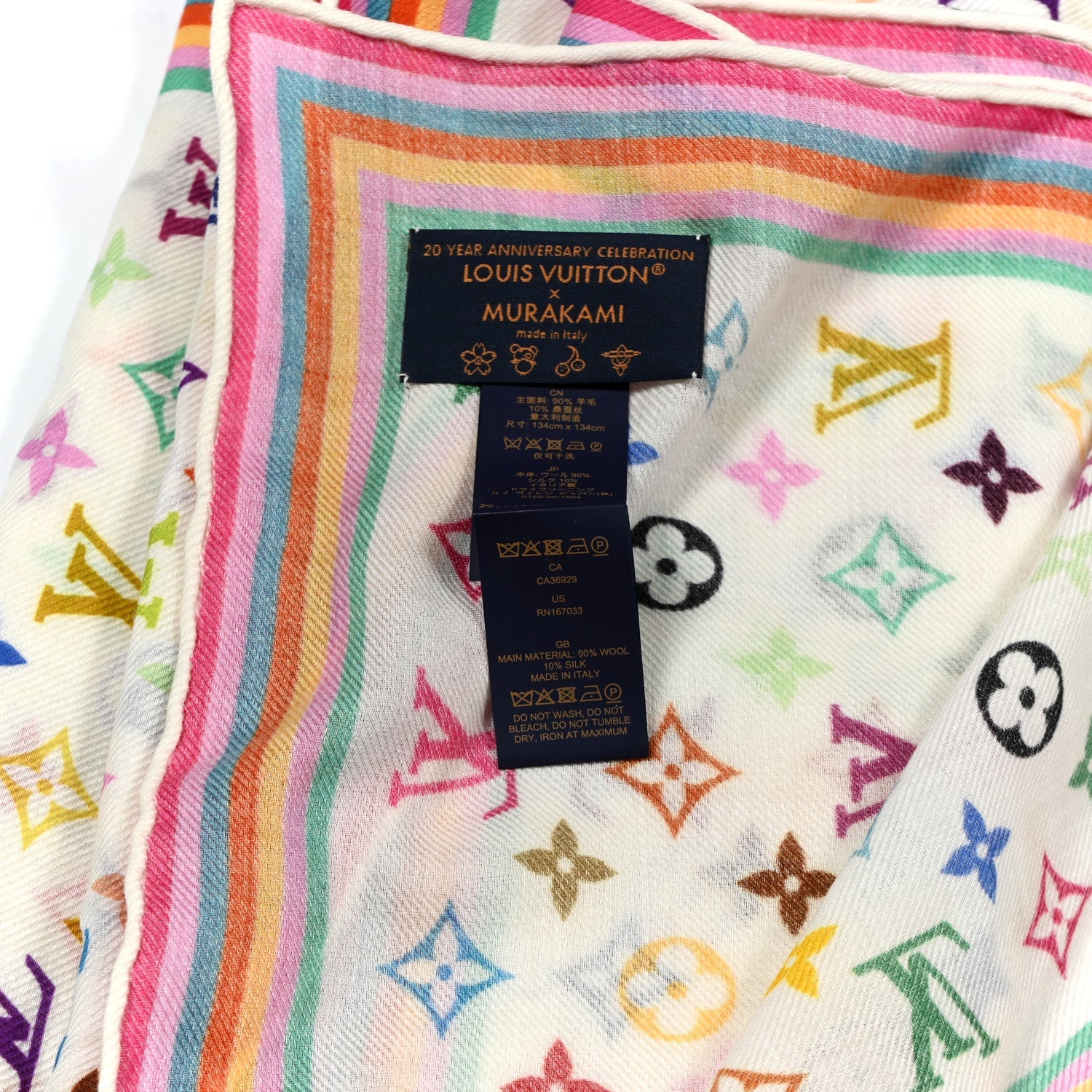 Louis Vuitton LV X TM Wool Silk Monogram Multicolor Shawl White