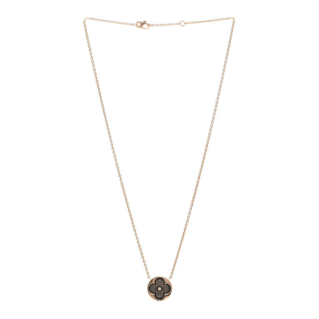 Louis Vuitton 18K Pink Gold Grey Mother Of Pearl Blossom Sun Pendant Necklace