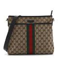 Gucci GG Monogram Web Flat Messenger Bag Black