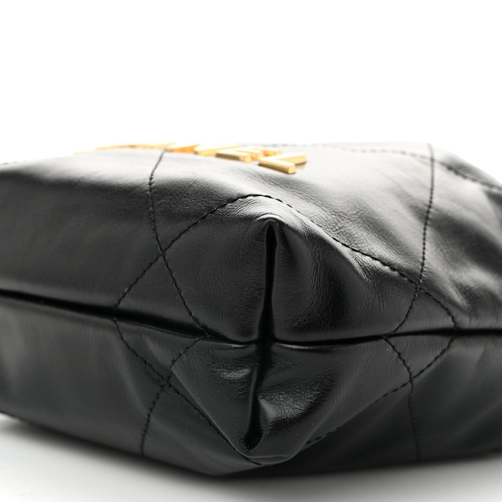 Chanel Shiny Calfskin Quilted Pearl CC Chain Mini Chanel 22 Black