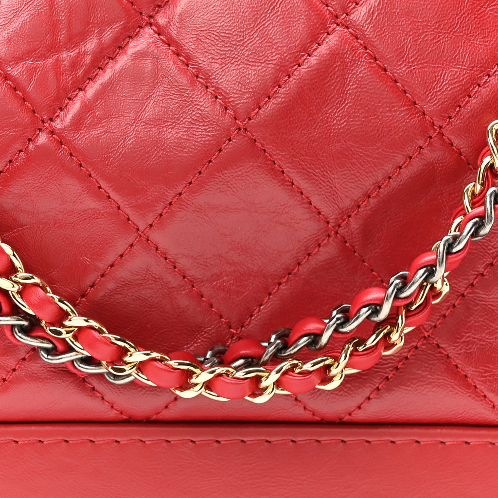 Chanel Aged Calfskin Quilted New Medium Gabrielle Hobo Red