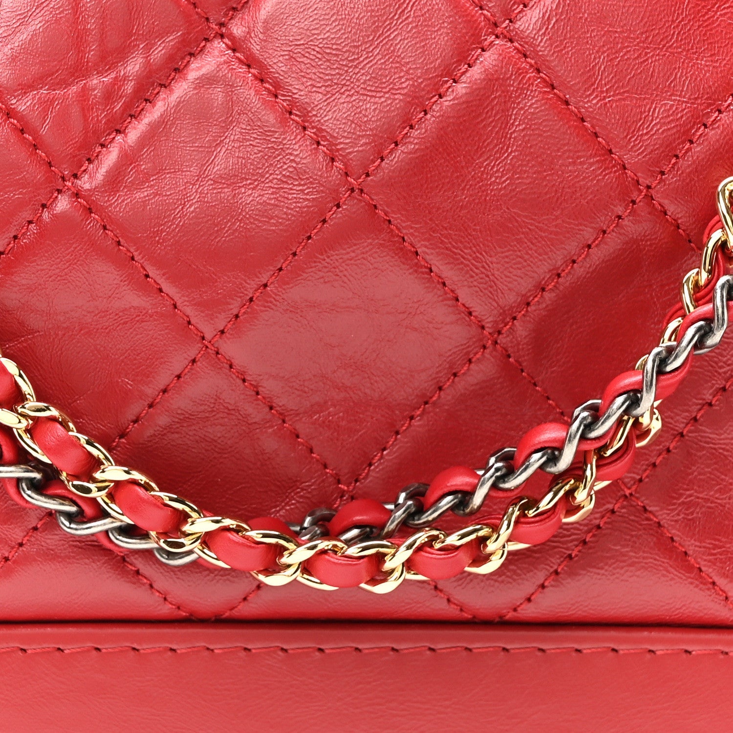 Chanel Aged Calfskin Quilted New Medium Gabrielle Hobo Red