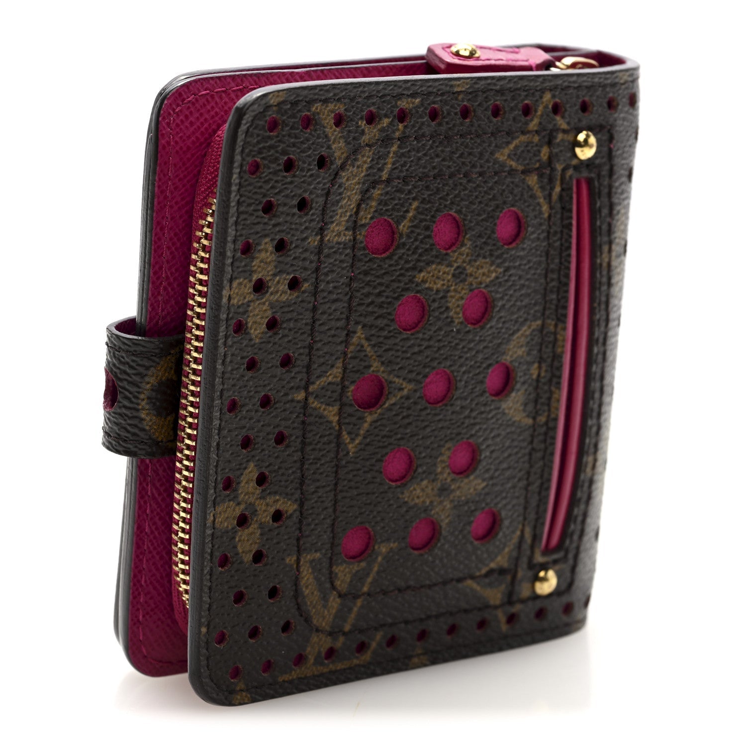Louis Vuitton Monogram Perforated Compact Zipped Wallet Fuchsia