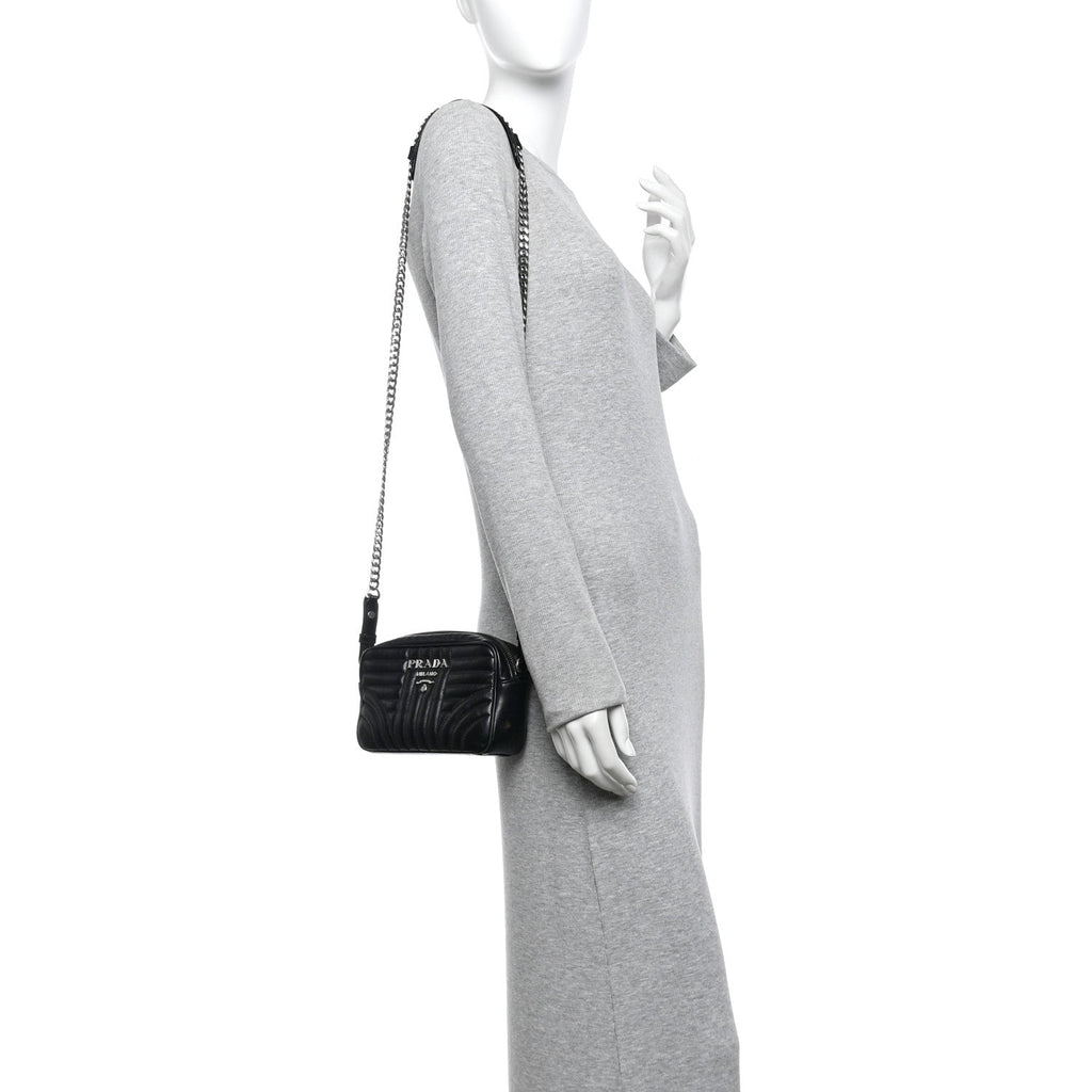 Prada Soft Calfskin Diagramme Camera Bag Black