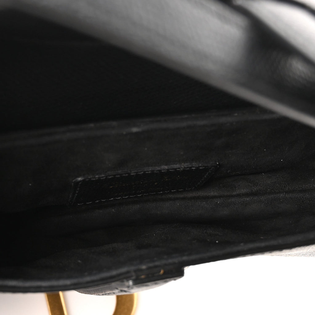 Christian Dior Grained Calfskin Mini Saddle Bag Black